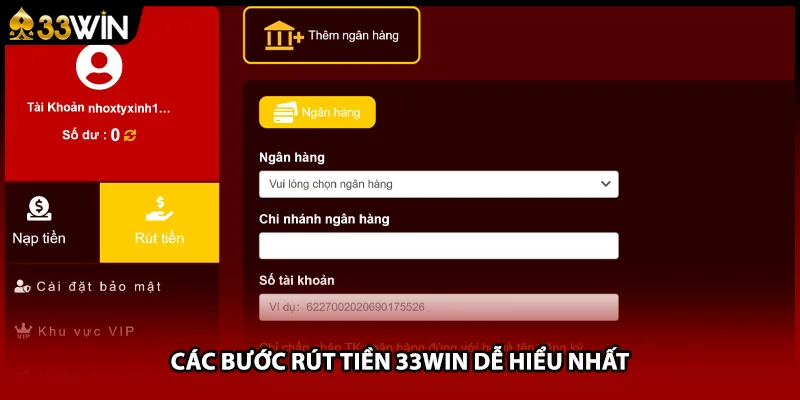 Các bước rút tiền 33WIN dễ hiểu nhất